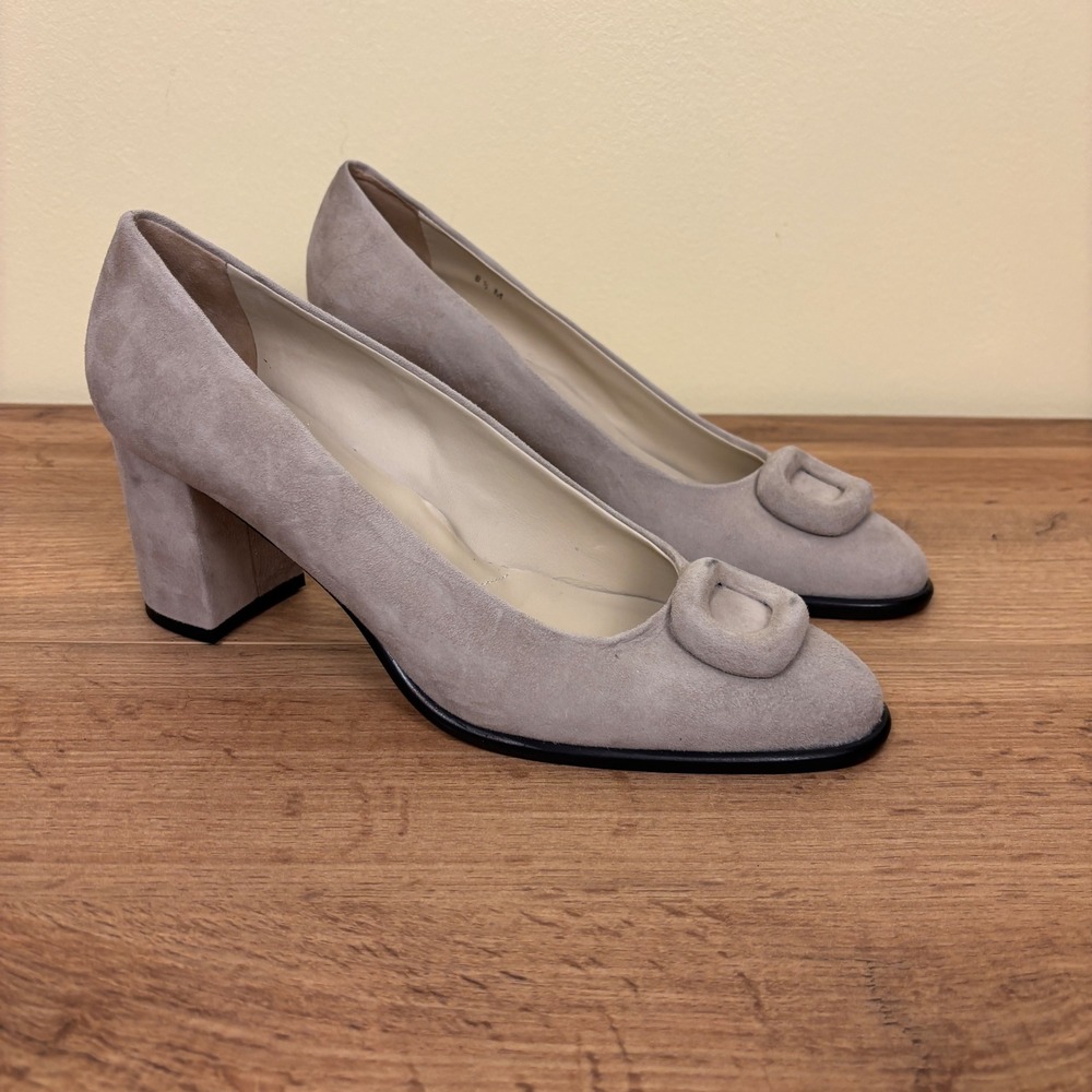 AMALFI Lavinia Block Heel Pump In Nocciola Cashmere Gray Women Size 8.5 Cocktail